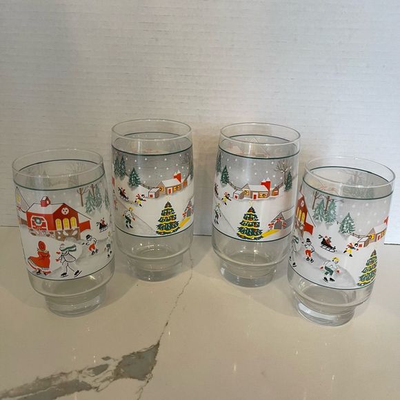 Set of 4 Vintage 1980’s Joan Luntz for Sango Silent Night, Winter Scene Pattern, - Picture 4 of 4